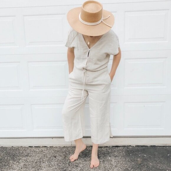 Khaki Cloth & Stone Linen Jumpsuit (NWT) - Picture 1 of 5